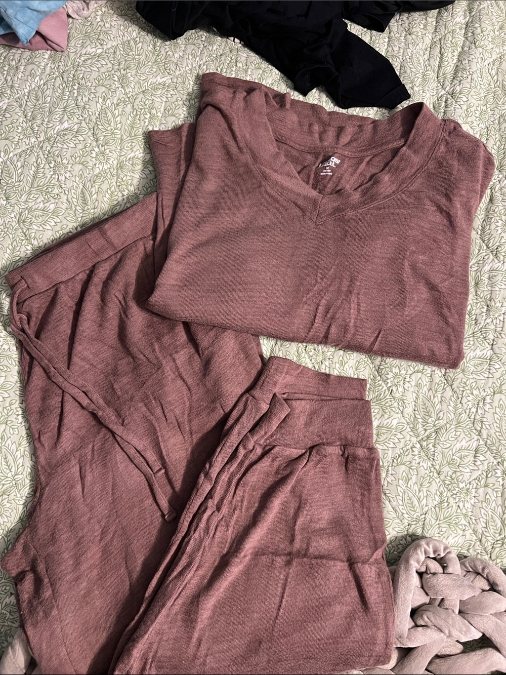 Cozy Brown V-Neck Lounge Set